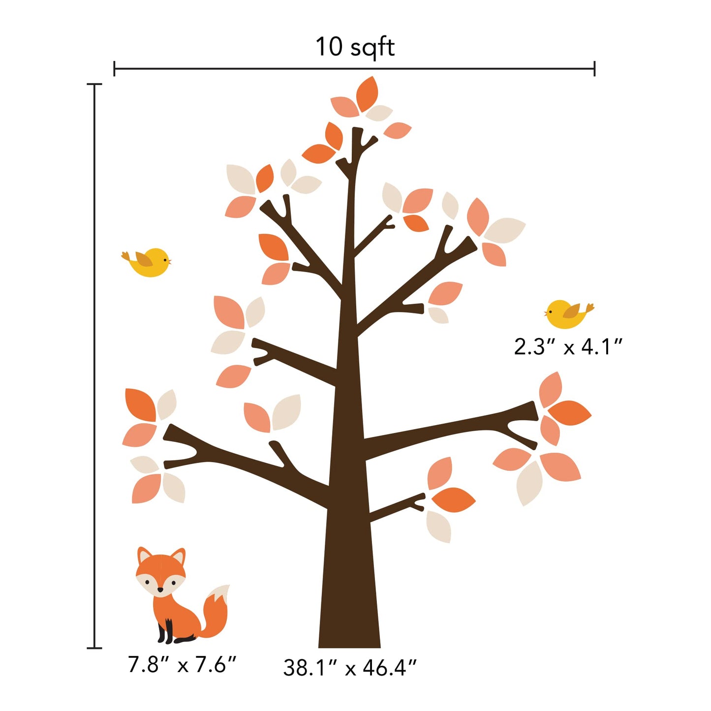 Lindos adhesivos de pared de animales de bosque de zorro bohemio para decoración de recámara de niños, habitaciones y calcomanías