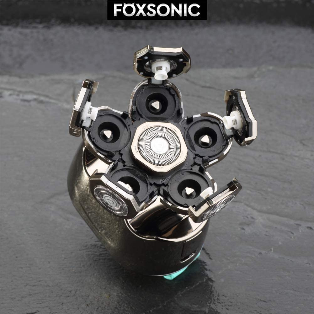 FOXSONIC Silvery - Cabezales de repuesto para afeitadora eléctrica para hombre, cabeza de repuesto de 6 cuchillas