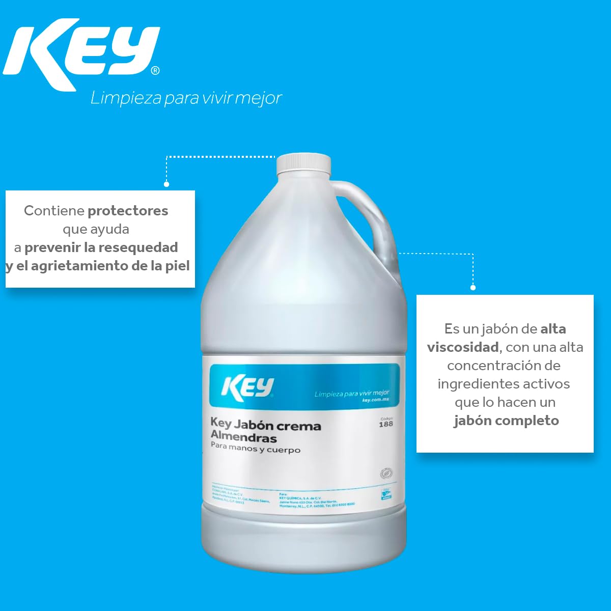 Jabón En Crema Almendras Para Manos Y Cuerpo Key 4 Lt