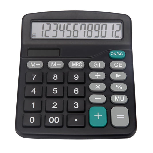 Calculadora Básica de Oficina para Computadora con Pantalla Grande de 12 Dígitos y Energía Solar Dual