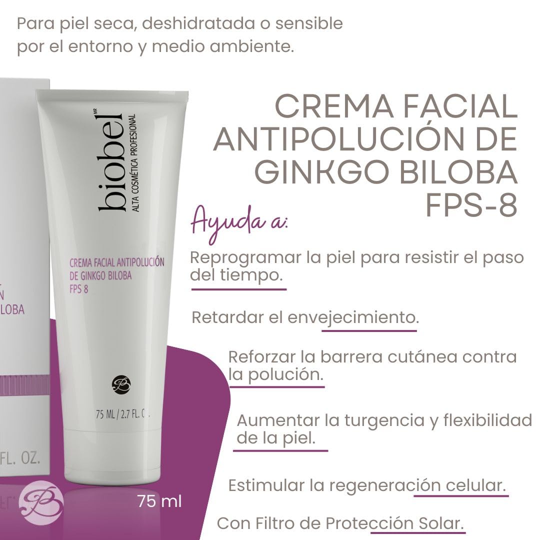 Biobel Crema Facial Antipolución de Ginkgo Biloba FPS-8 75ml