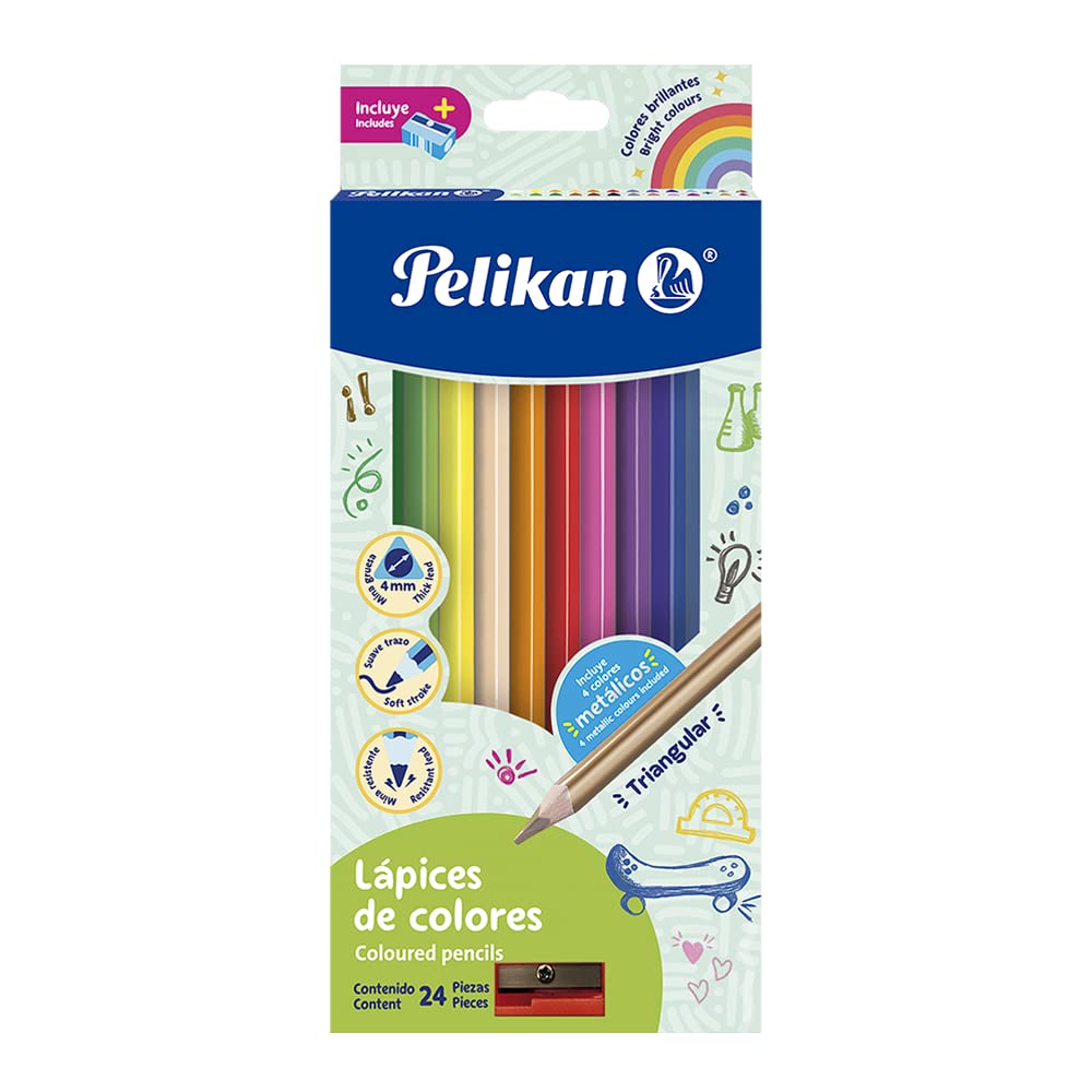 Lápices Triangulares Pelikan 30330304 24 Piezas Largos 4mm