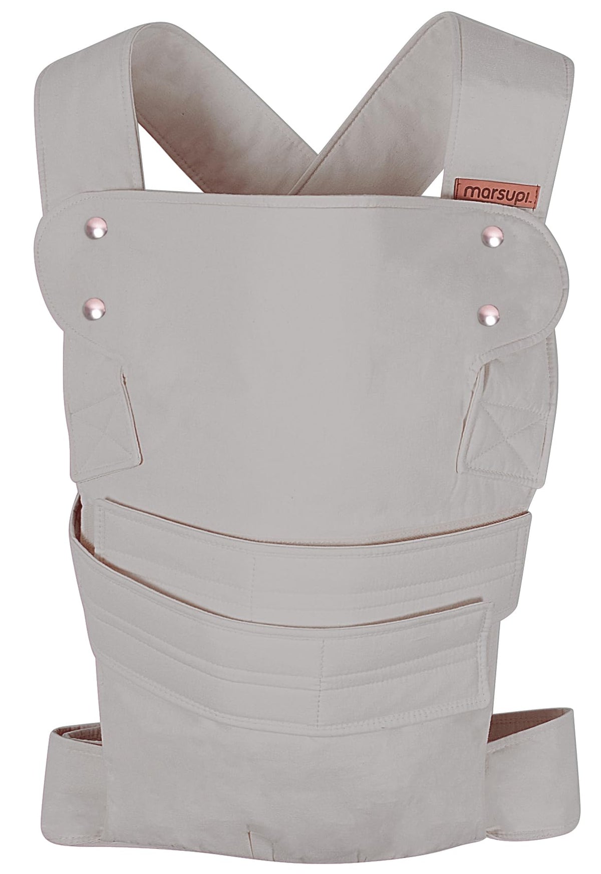 Marsupi Breeze, portabebés ajustable con 2 posiciones de transporte (frontal y cadera), cangurera desde recién nacido (3.5-15 kg), algodón orgánico y lino, Gris Claro Ligthgray, Talla: XL
