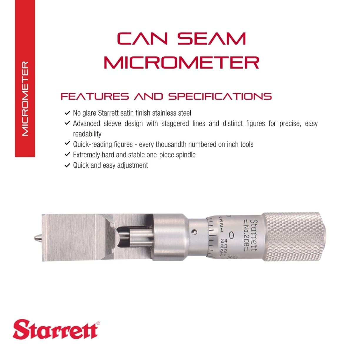 Micrómetro Starrett Acero Inoxidable Avanzado 0-0.4 Pulgadas