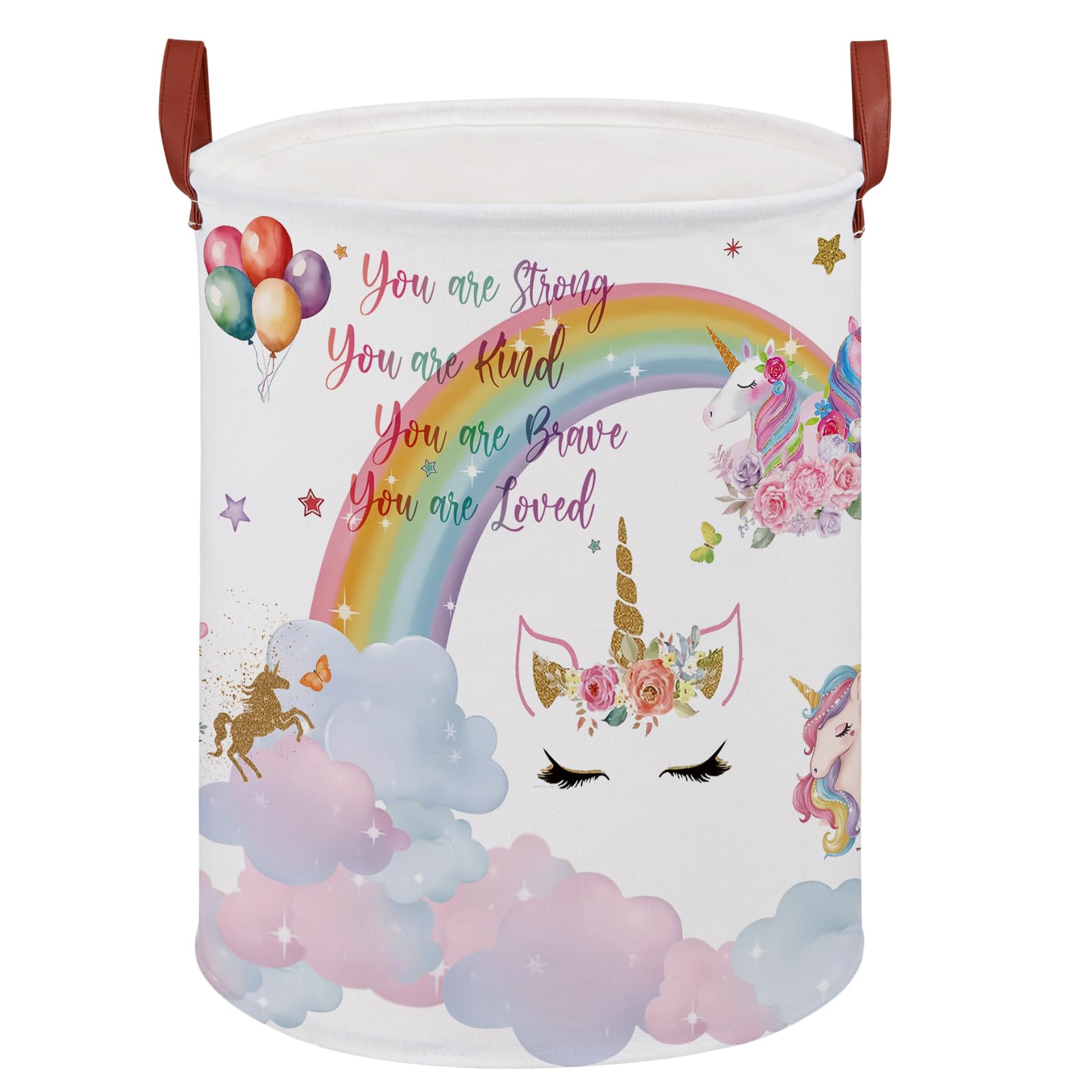 Cesta redonda para lavandería (unicornio nube)
