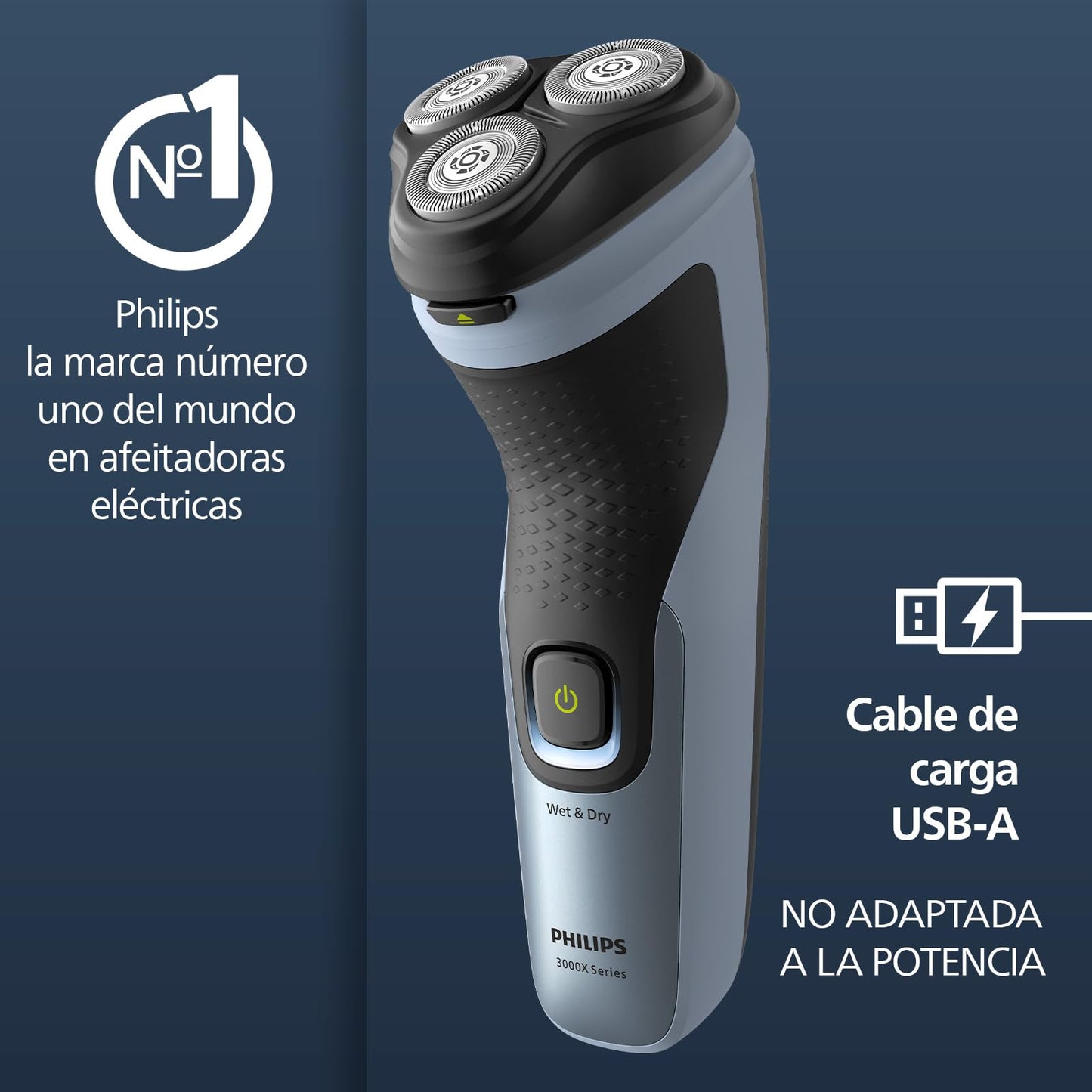 Afeitadora Eléctrica Philips Series 3000X Uso en Seco y Húmedo Anticorrosión