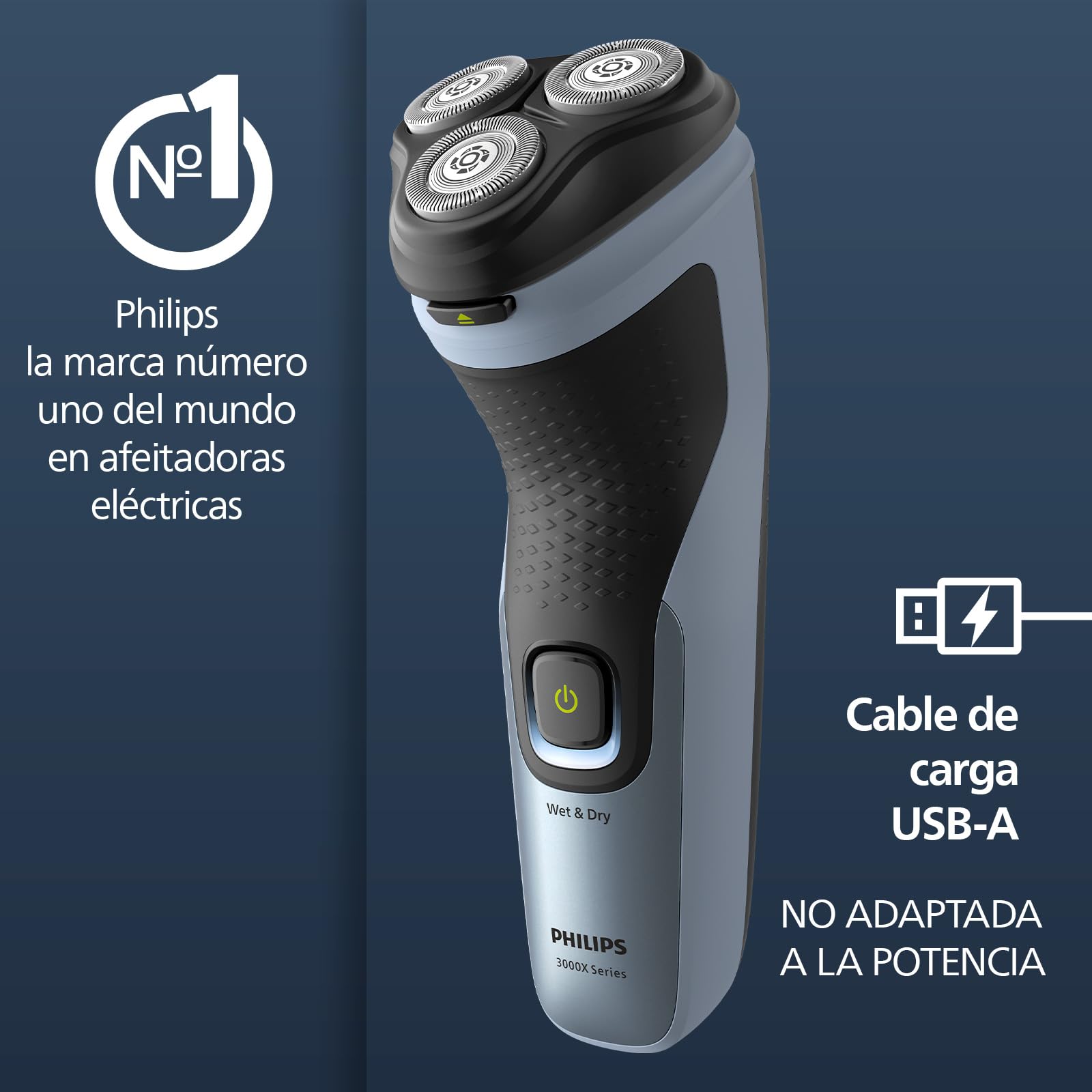 Afeitadora Eléctrica Philips Series 3000X Uso en Seco y Húmedo Anticorrosión