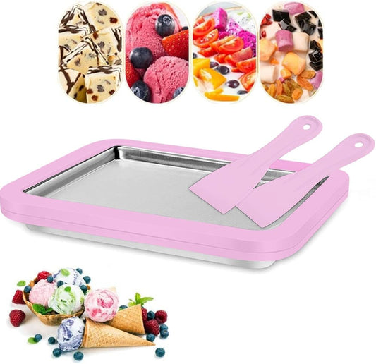 Baotkere - Máquina para hacer helado suave, rosado, manual, incluye 2 raspadores, ideal para helados, gelatina y batidos