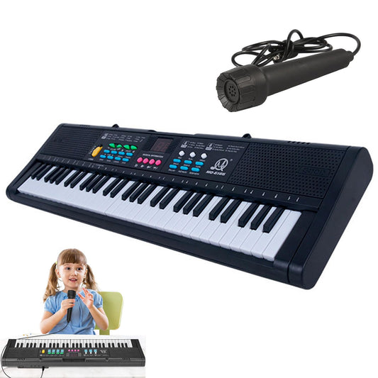 Teclado Piano Eléctrico Portátil Negro Multifuncional para Principiantes Niños y Adultos