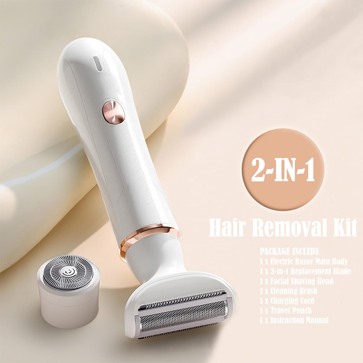 BEAUTISILK- "Afeitadora eléctrica para mujeres: kit de depilación y depilación indolora 2 en 1, uso en seco y húmedo, inalámbrica, tipo