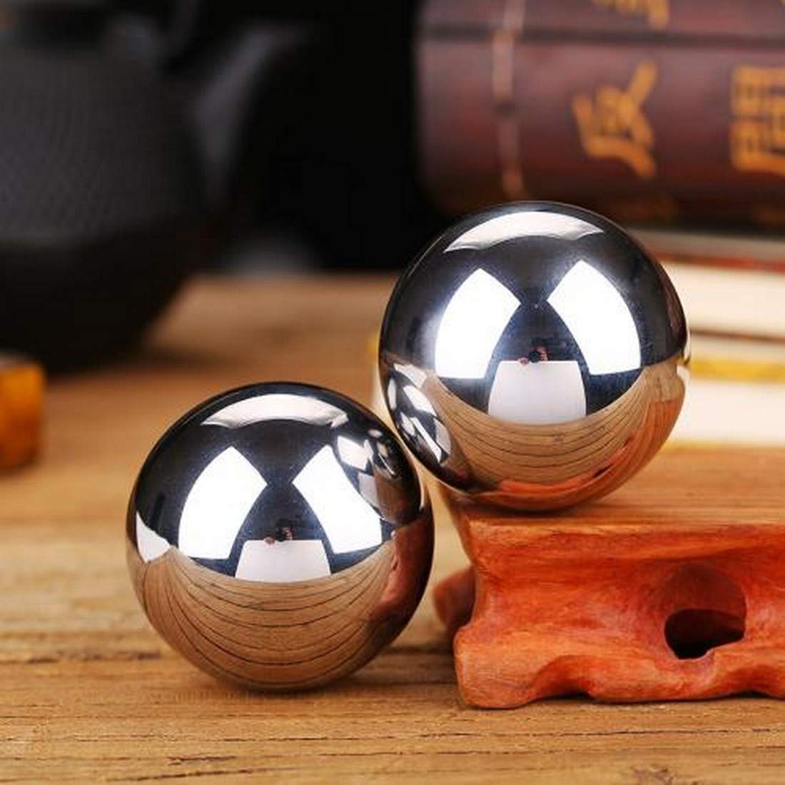 JapanBargain S-3297, bolas de Baoding para ejercicio de salud china, bolas de estrés, color cromado