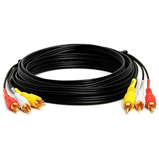 Cable de Audio y Video RCA Master Cables Dorado 3 Machos a 3 Machos 10 Pies Compuesto