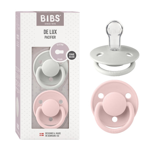 BIBS Chupones De Lux Pack de 2, Tetina de silicón, Talle único, Color Haze/Blossom, Hecho en Dinamarca