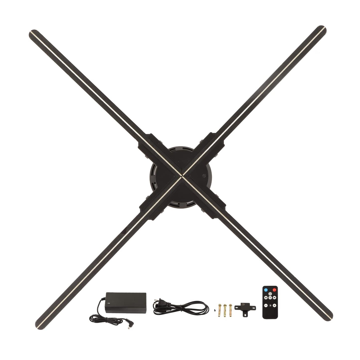 Ventilador Holograma 3D Zopsc Negro Almacenamiento 32G 720 LED WiFi PC Remota 4 Hojas Proyección Inalámbrica