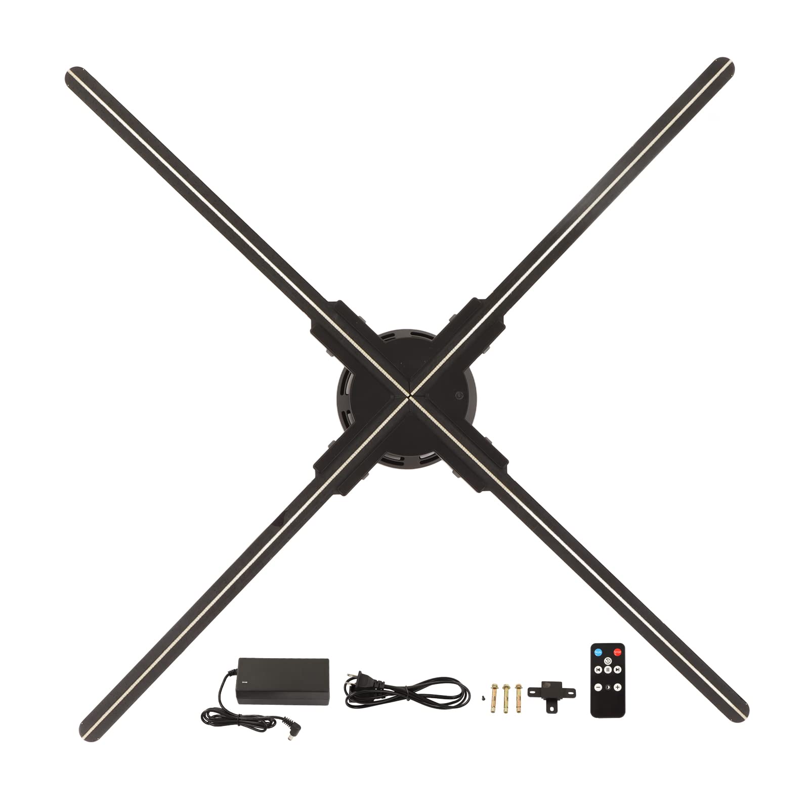 Ventilador Holograma 3D Zopsc Negro Almacenamiento 32G 720 LED WiFi PC Remota 4 Hojas Proyección Inalámbrica