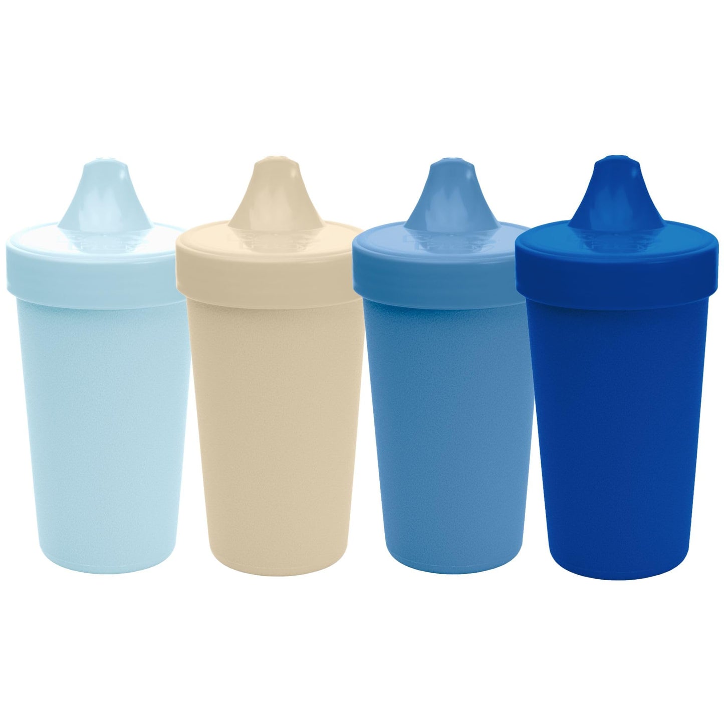 Re-Play - Juego de 4 tazas para beber a prueba de derrames para niños pequeños, reutilizables de 10 onzas, aptas para lavaplatos y microondas, fabricadas en Estados Unidos, azul fresco