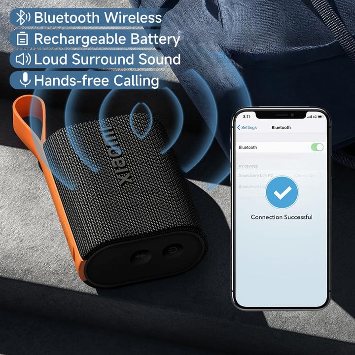Xiaomi Mini altavoz Bluetooth Bluetooth 5.4, altavoz inalámbrico de dientes azules IP67 impermeable con 10 horas de tiempo de reproducción, compatible con conexión TWS, negro
