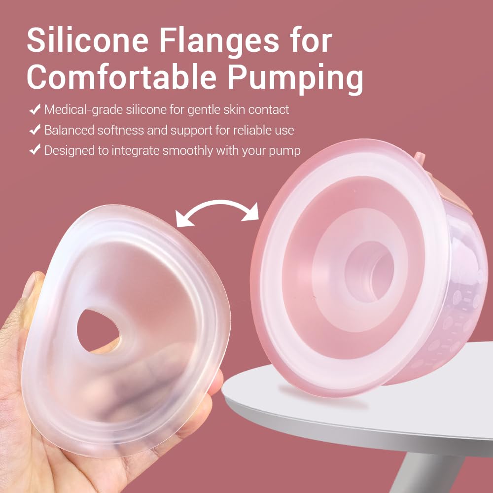 Copas de recolección de leche materna portátiles manos libres, Caracups compatibles con bombas de pecho Medela & Spectra S1 S2 9 Plus, bridas de silicona de 27 mm con inserciones de 17/20/24 mm (copas