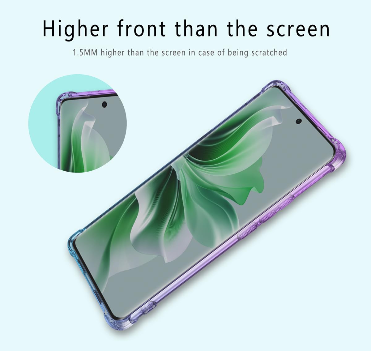 DABUNA Funda para OPPO Reno 11 5G Case Uso Rudo,Transparente Colores Degradados Protectora de Cámara Anticaída Carcasa Bumper(Púrpura Azul)
