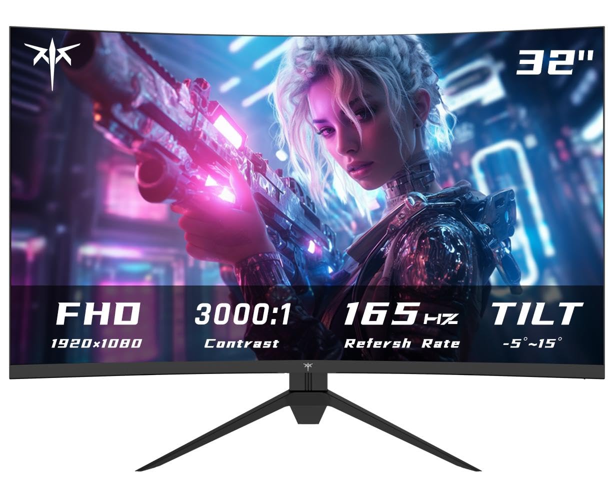 KTC Monitor de juego curvado de 32 pulgadas, monitor de PC FHD 1080P 165Hz, 1500R, 122% sRGB con HDR, FreeSync Premium, HDMI 2.0x2, DisplayPort 1.4, compatible con VESA, inclinación ajustable, cuidado