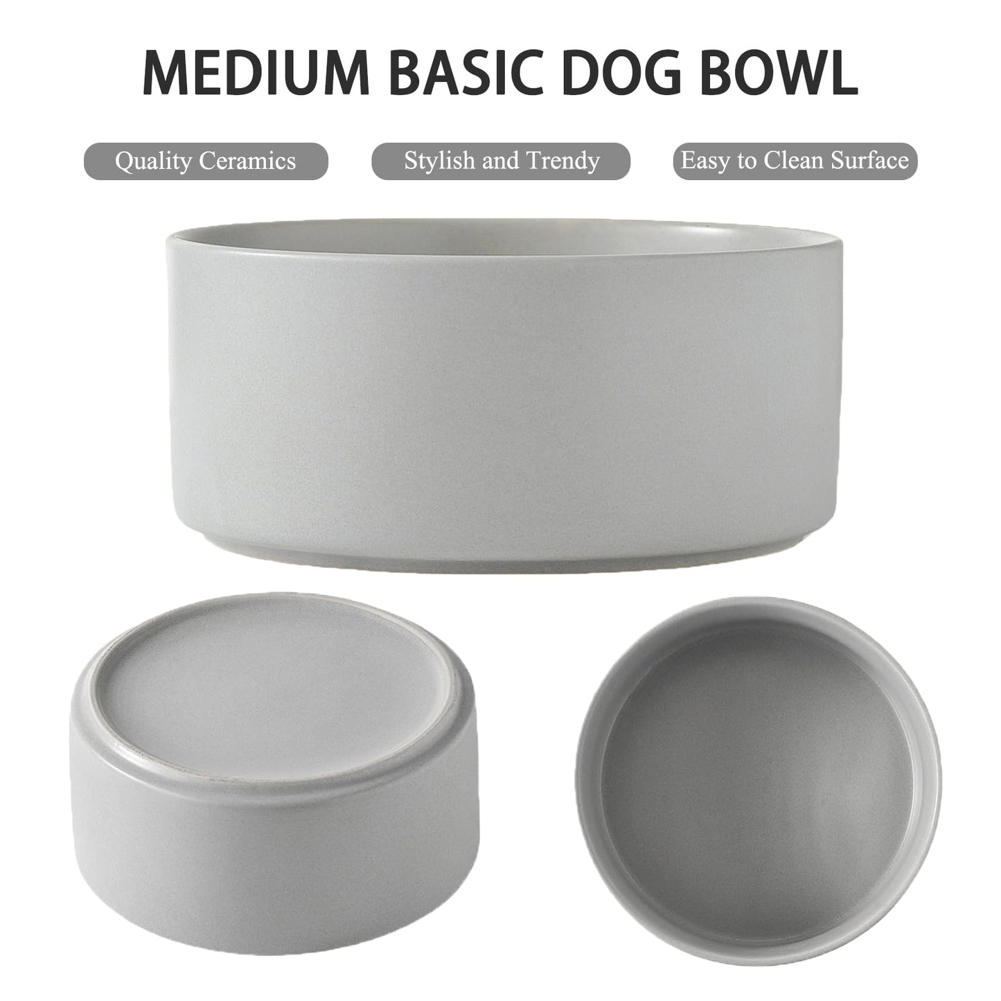 Comedero Elevado de Cerámica Welloyed Azul con Base de Bambú para Perros Pequeños y Medianos