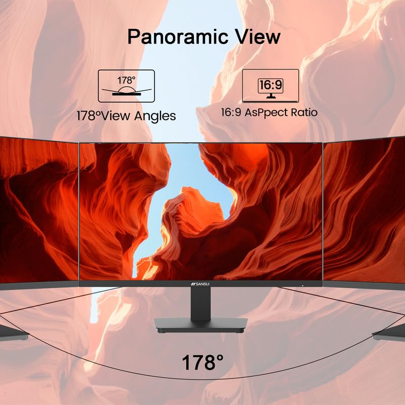 Monitor PC SANSUI 24 Pulgadas Ultra-Delgado FHD HDMI Ergonomía para Oficina en Casa