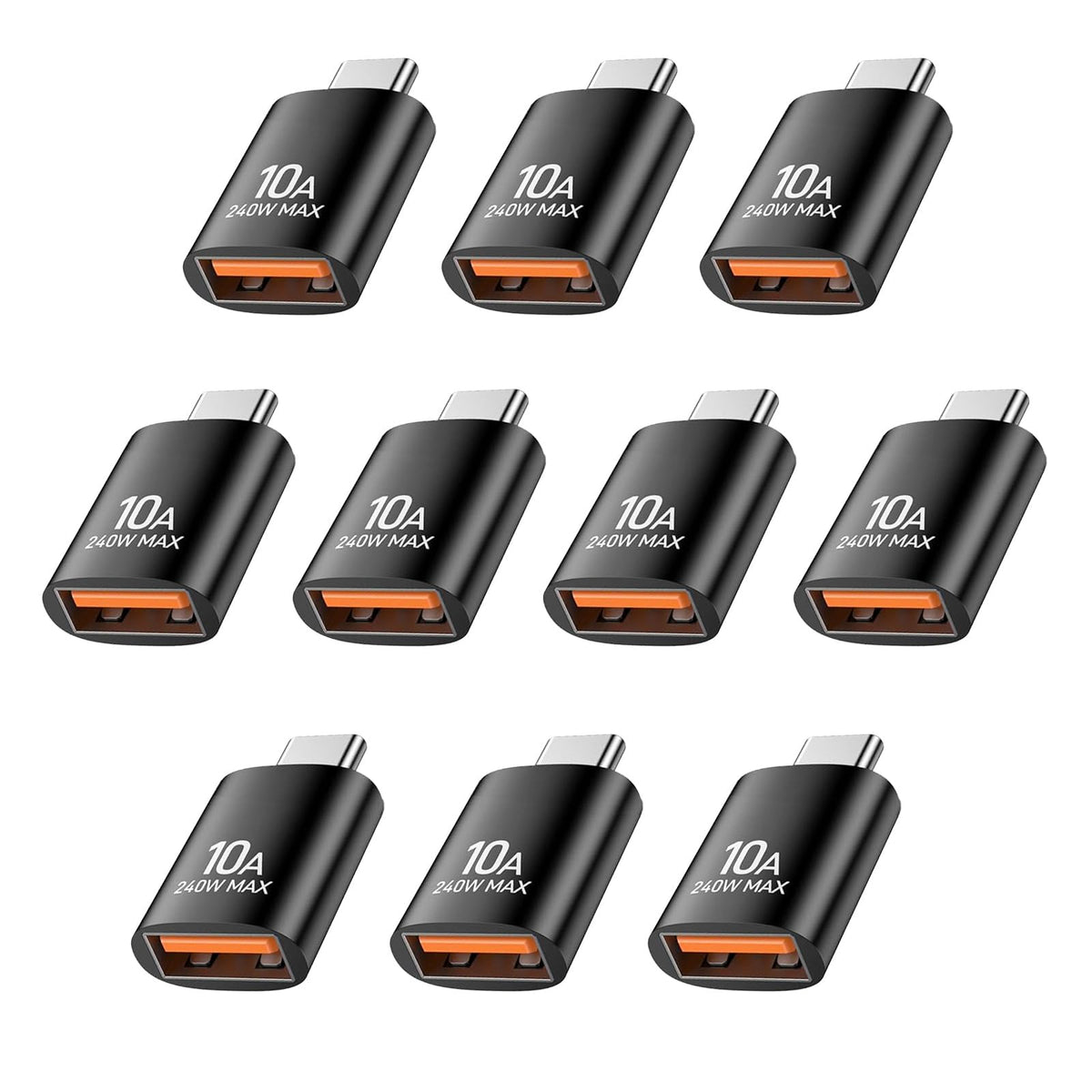 Adaptadores USB a USBC TFAK Negro Paquete de 10 Compatibles con iPhone iPad Google Pixel