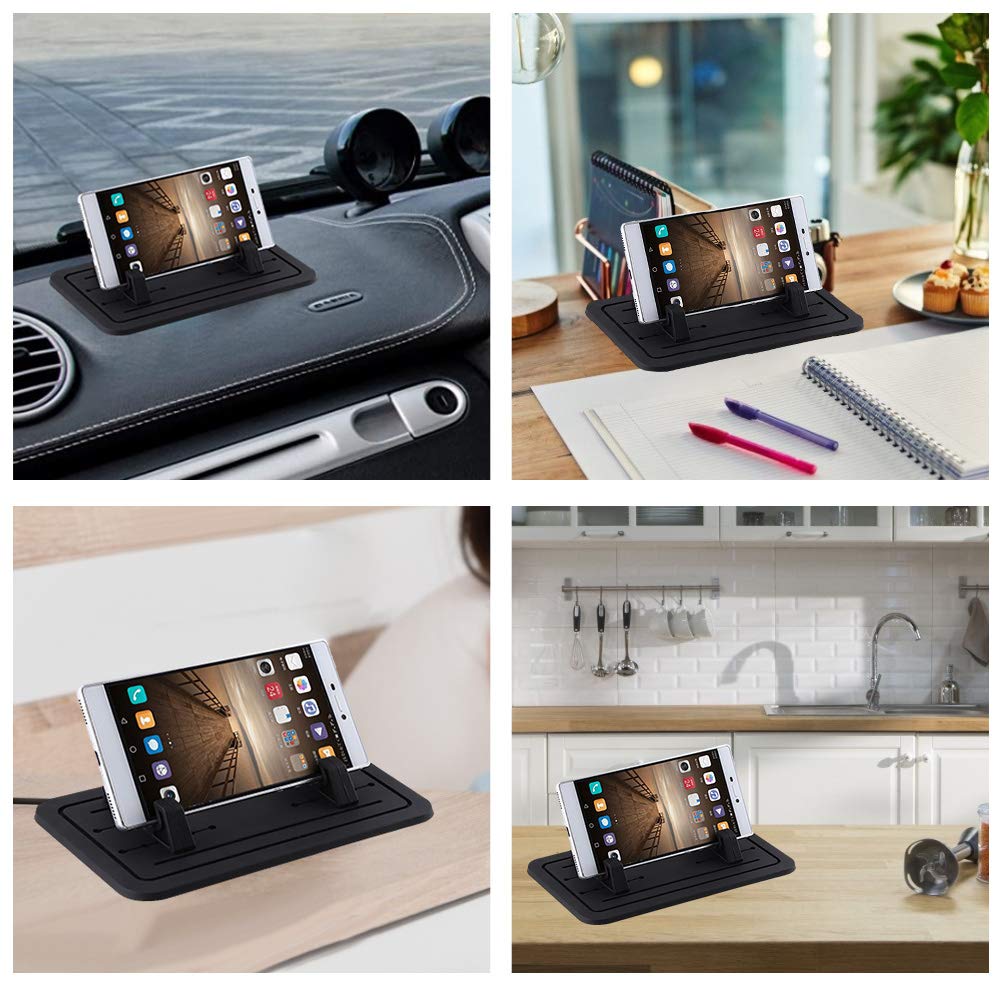 Soporte de Teléfono para Coche Universal de Silicona Negro con Almohadilla Antideslizante y Ancho Ajustable