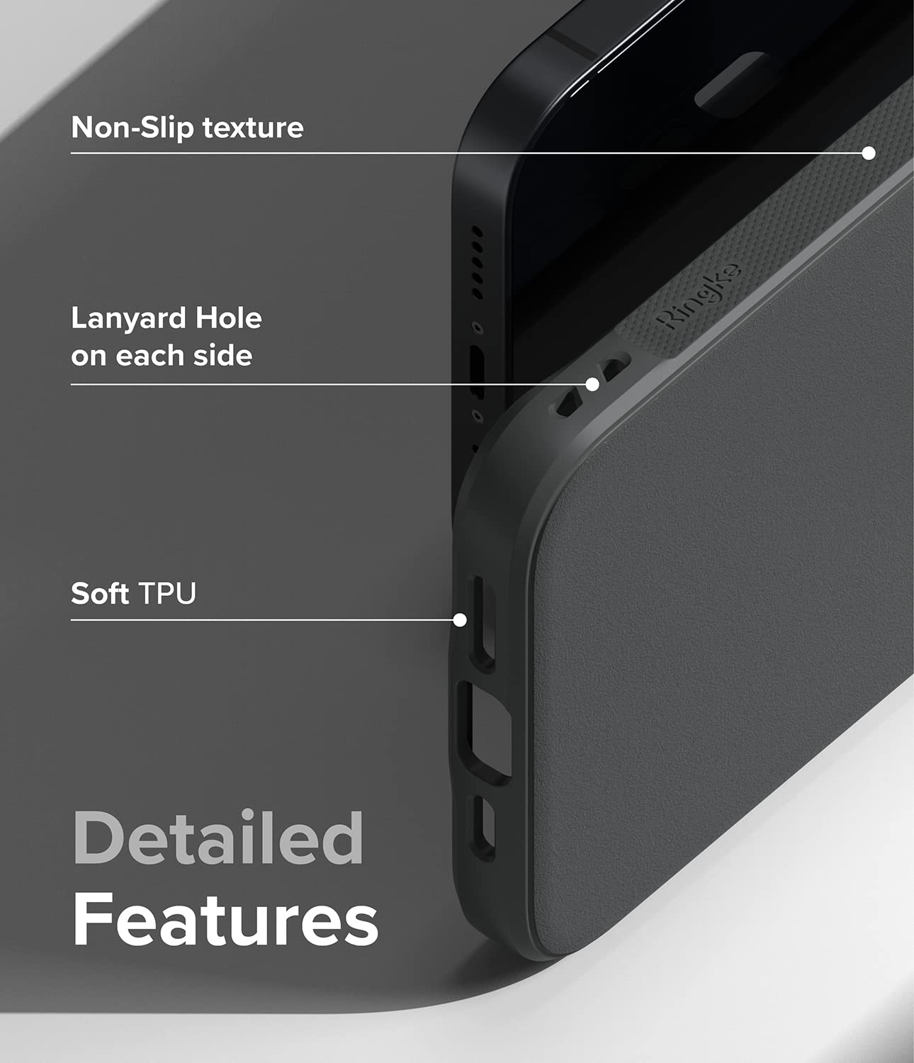Funda Ringke Onyx Dark Gray Antideslizante y Anti Huella para iPhone 14 6.1 Pulgadas