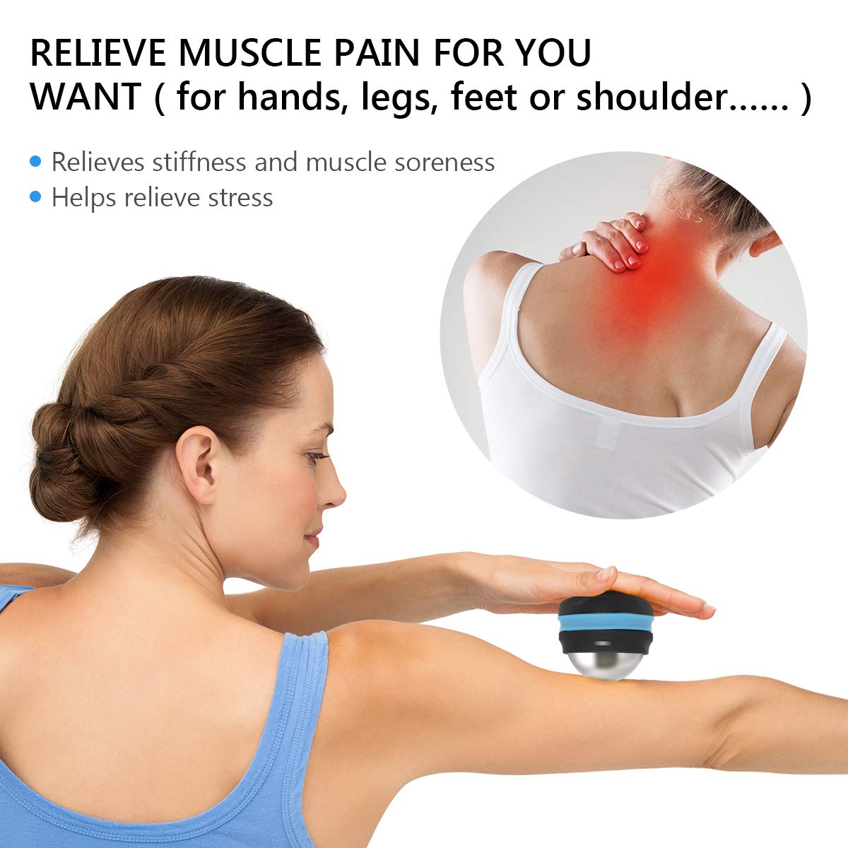 Rodillo de masaje en frío, alivio de terapia de frío, bola de gel extraíble, alivio del dolor de tejido profundo, gran herramienta para dolor de espalda/cuello, recuperación de músculos e inflamación (negro)