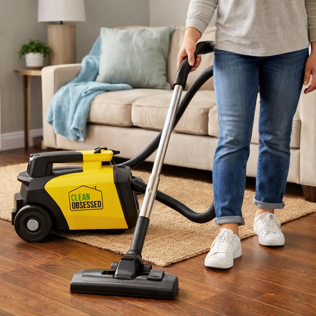 Clean Obsessed Aspiradora para alfombras y Suelos Duros, Sistema de Limpieza portátil de Grado Comercial Incluye Kit de fijación de 8 Piezas, Cable de 27 pies y Correa de Hombro Ajustable