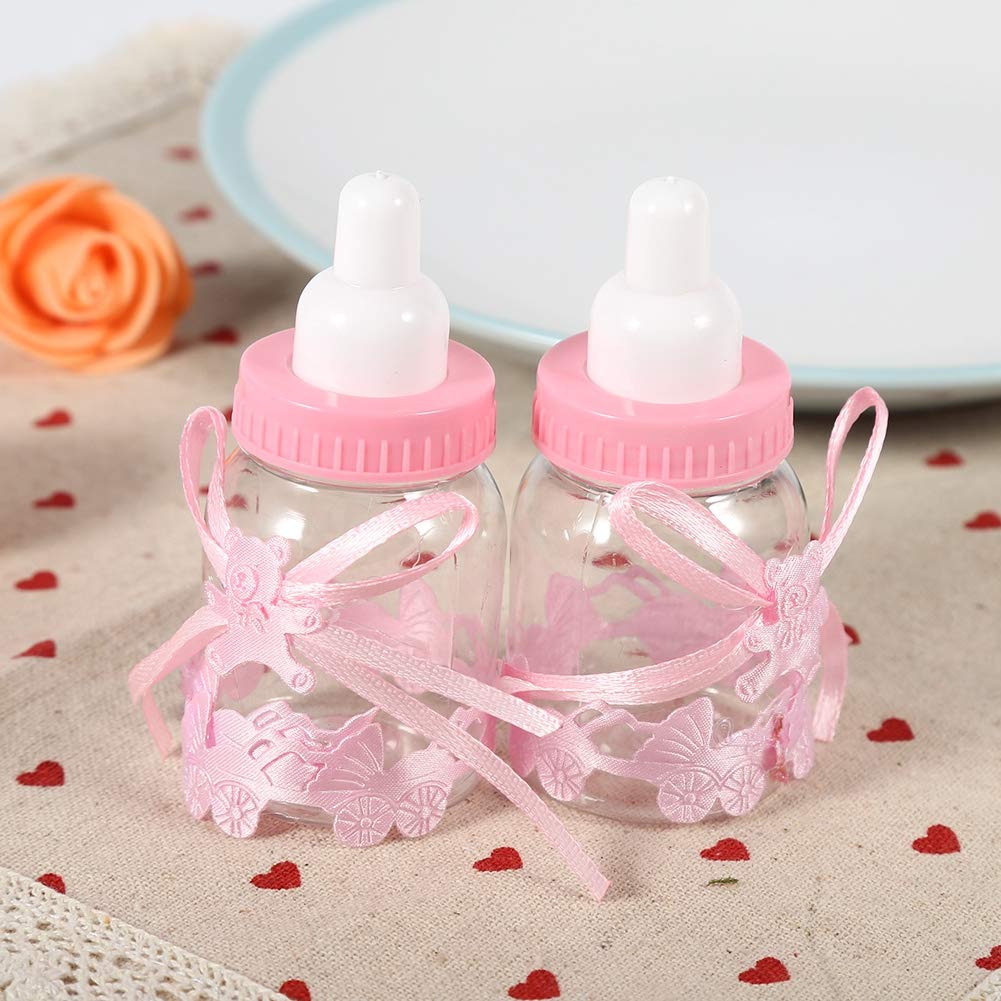 Biberones Miniatura para Baby Shower Decoración Rosado para Niñas
