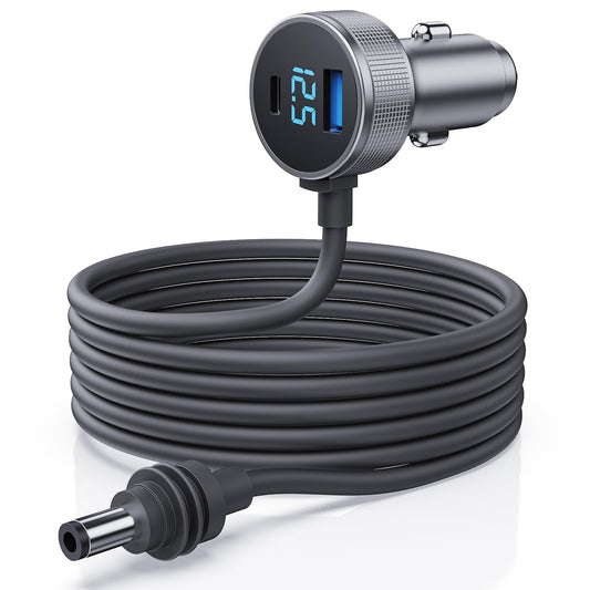 Starlink Mini Cable 3 en 1 Starlink Mini cargador de coche Cable de alimentación CC + adaptador de encendedor de cigarrillos de 12 V-48 V con visualización digital, USB C PD duradero de 40 W y puertos