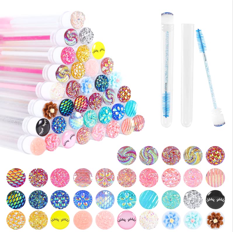 60 pinceles desechables para pestañas coloridas, para pestañas y pestañas, con forma de diamante, para maquillaje, varita de máscara en tubo sanitario, suministros para pestañas