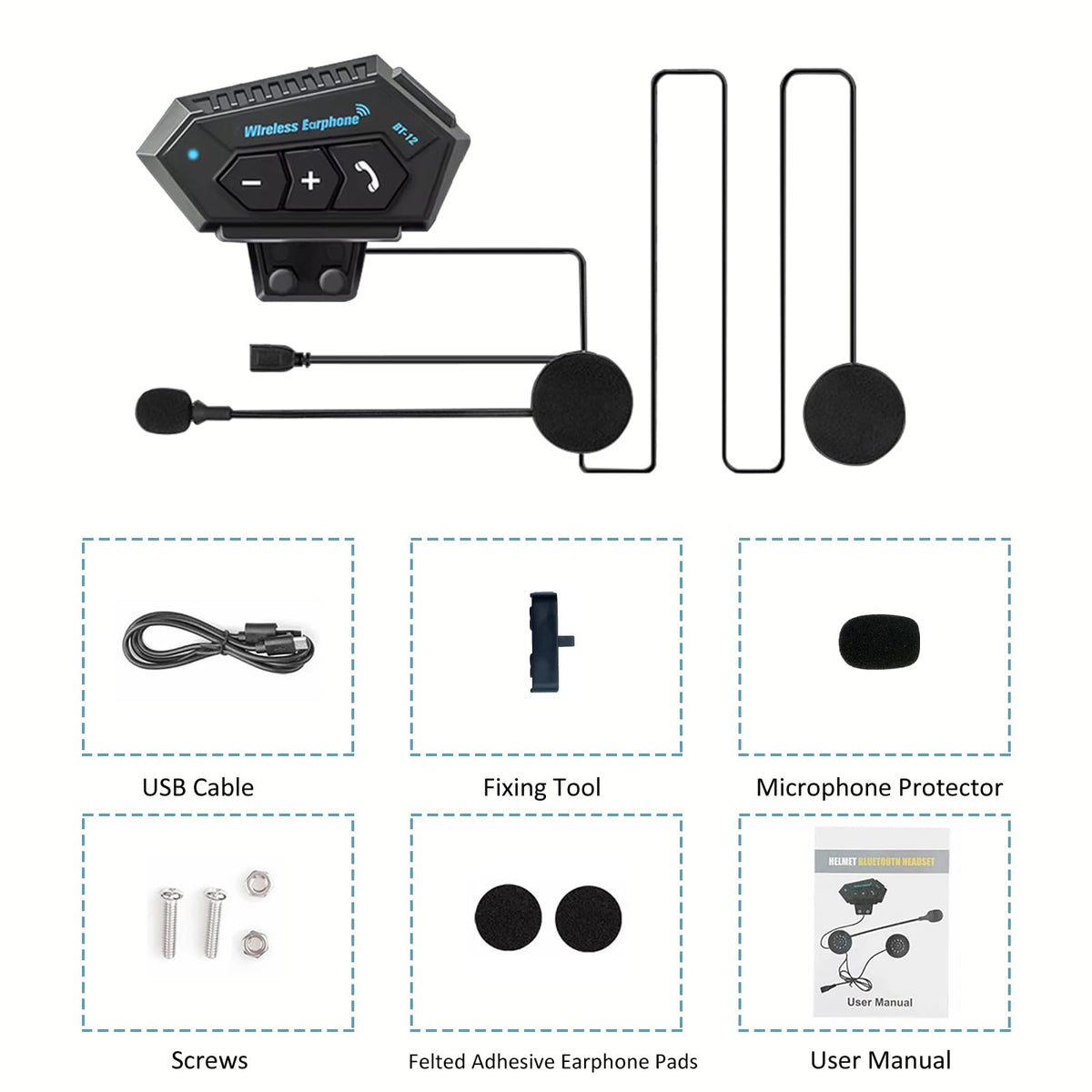Auriculares Estéreo Bluetooth LYANGET Negro para Motociclismo