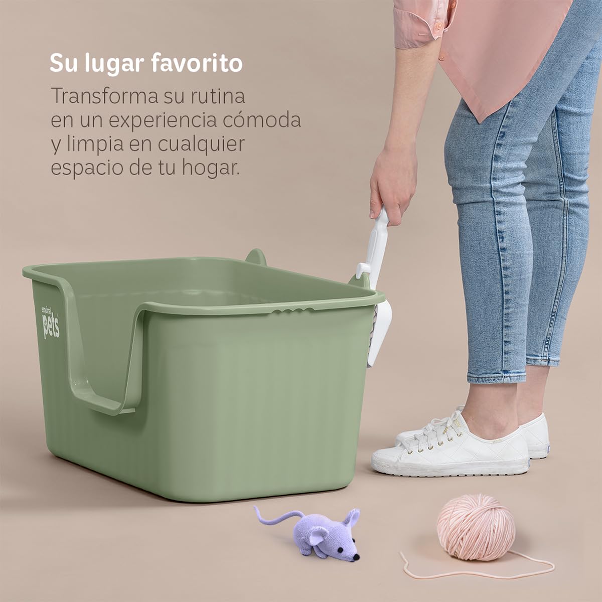 Arenero ESQUIMAL Verde con Paredes Altas y Pala para Gato