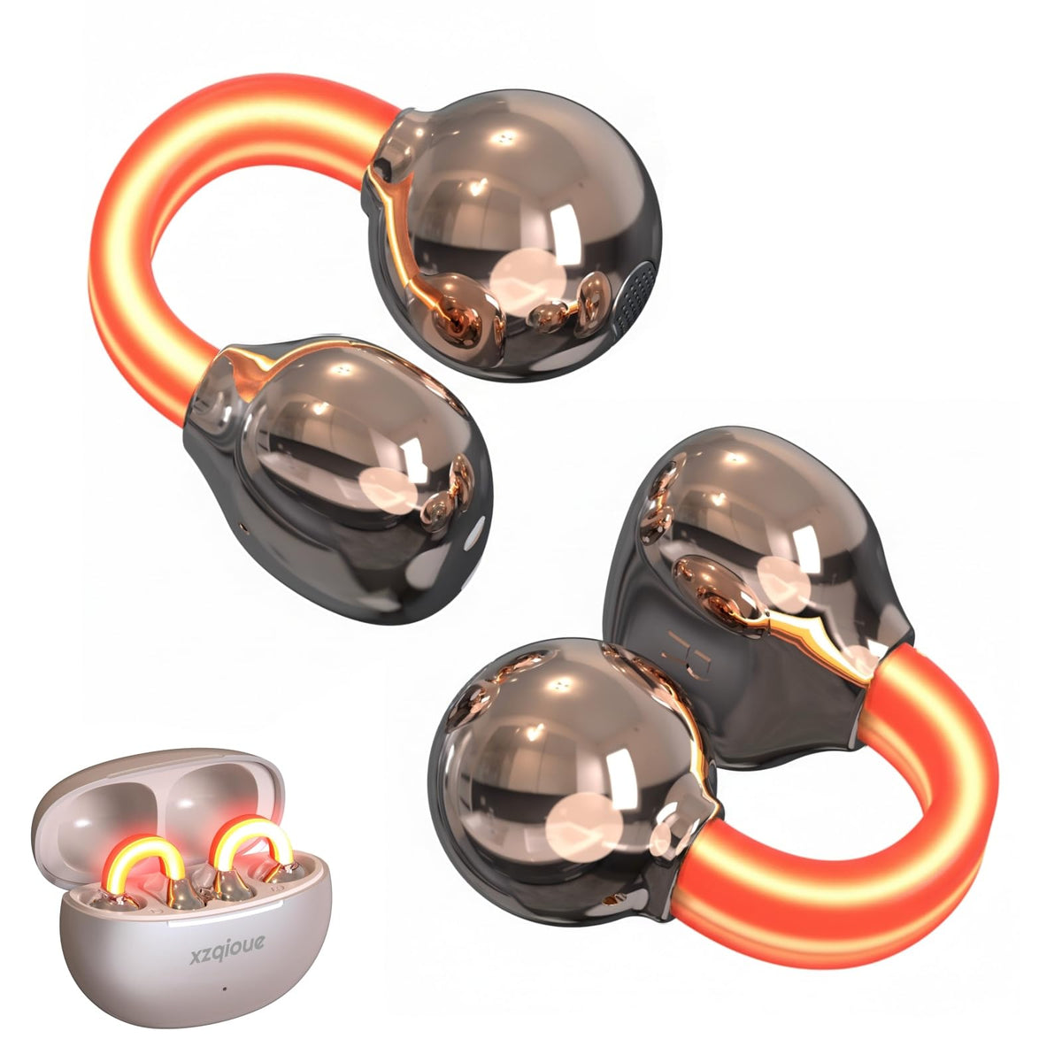 Auriculares Bluetooth xzqioue Brillantes con Clip Negro con Micrófono y 20 Horas de Juego para Deportes Nocturnos y Fiestas