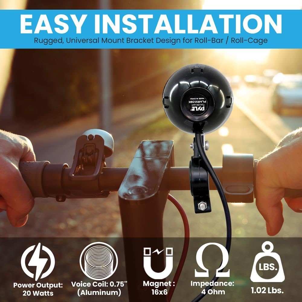 Altavoces Todoterreno PyleUsa Negro Impermeables de 2.25 Pulgadas Rango Completo para Motocicleta