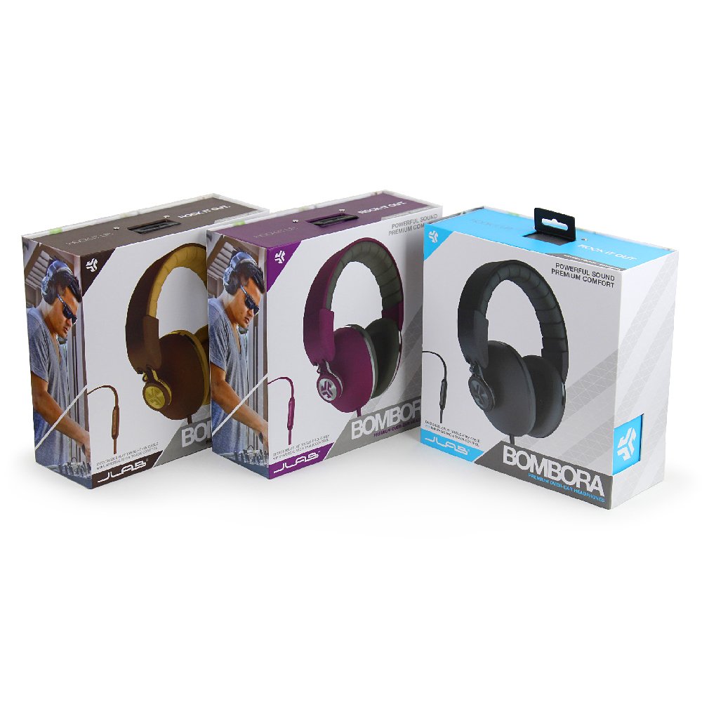 JLab BOMBORA-MBRNGLD-BOX Bombora Over-Ear Audífonos with Universal Mic, Matte Brown/Gold