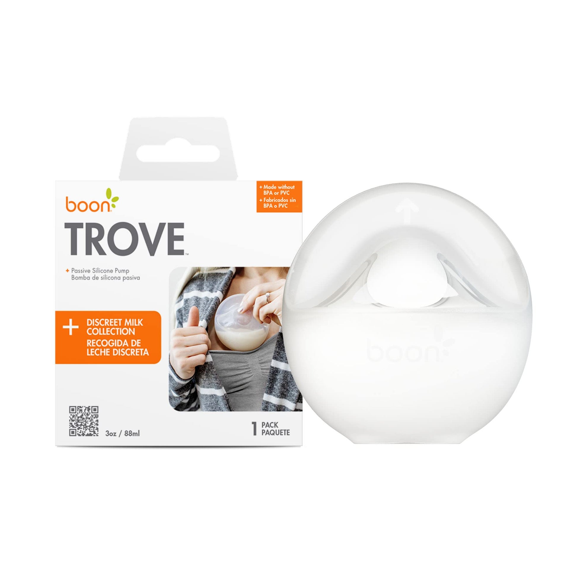 Boon Trove - Extractor de leche manual de silicona - Colector de leche pasivo - Extractor de leche manos libres para lactancia - Esenciales para la lactancia materna - 1 unidad