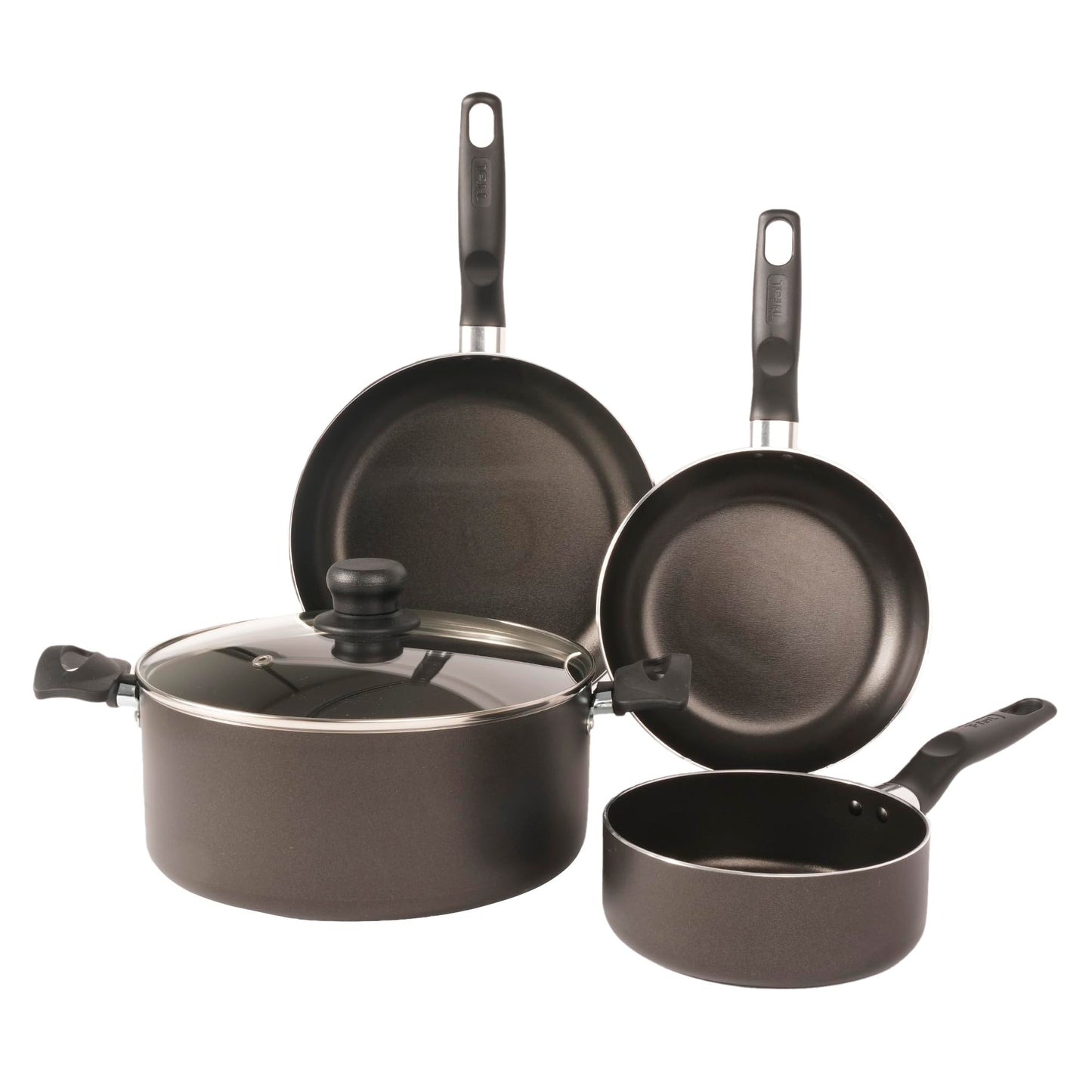 T-Fal Bateria de cocina de 5 piezas Inicia, con antiadherente Easy Plus 100% seguro para tu salud y Thermo-Señal. Lo que necesitas para comenzar a cocinar, 5813700