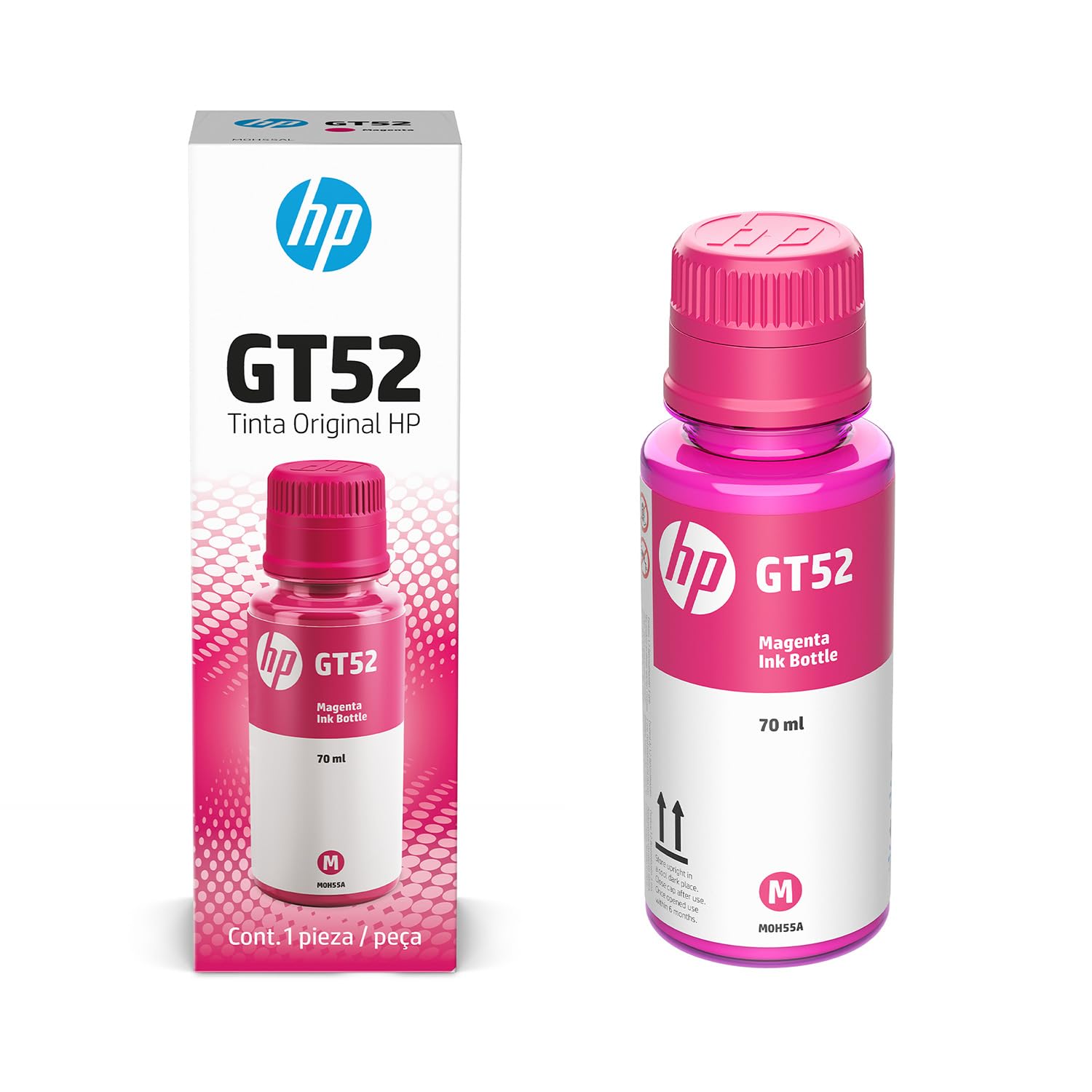 HP Botella de Tinta Magenta HP GT52 Original (M0H55AL) Compatibilidad DeskJet GT 5800 series, Ink Tank 100 / 300 series, Ink Tank Wireless 400 series, Smart Tank 500 series