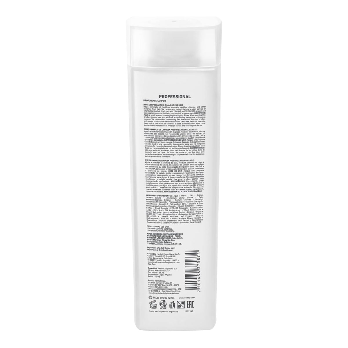 TEC ITALY Profondo Shampoo Cuidado y Limpieza Profunda del Cabello 300 ml
