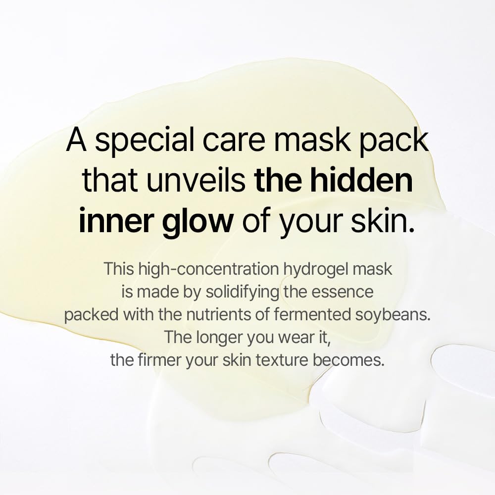 mixsoon Bean Collagen Hydrogel Mask - Mascarilla Facial de Hidrogel con Colágeno de Bajo Peso Molecular y Soya Fermentada, Reafirmante con Extracto de Granada y Pera, 5 unidades