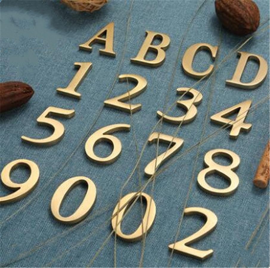 BWRMHME - calcomanía de latón de 2.6 pulgadas, letras inglesas, letras del alfabeto de metal, letras y números autoadhesivos, señalización de dirección de casa, números de puerta, herramientas de