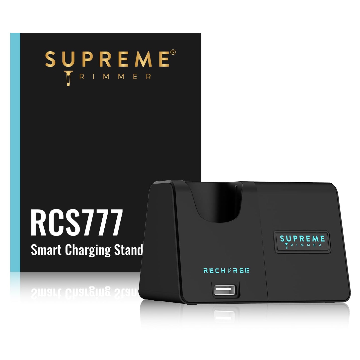 Supreme Trimmer - Soporte de carga inteligente de repuesto | Compatible con Recharge ST777 | Carga inteligente para dispositivos conectados USB | RCS777 Negro