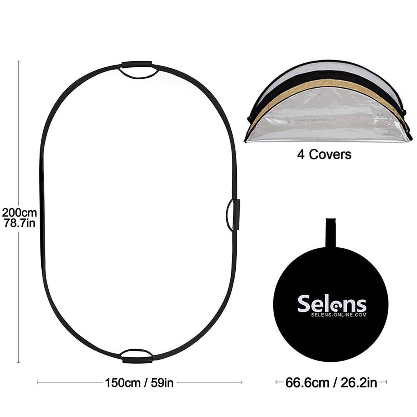 Selens 5-in-1 60x80 Inch Oval Reflector with Handle for Photography Photo Studio Lighting & Outdoor Lighting