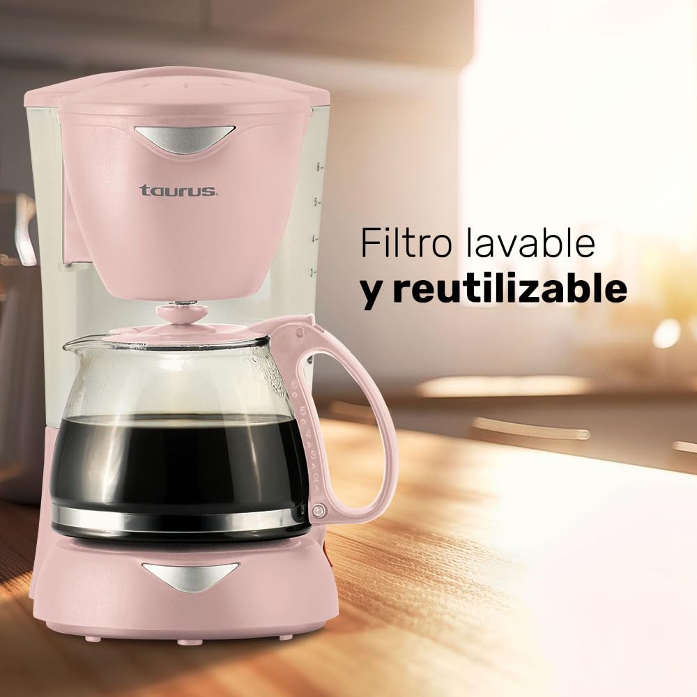 Cafetera de Goteo Taurus Ribbon 6 Tazas con Filtro Permanente y Jarra de Vidrio