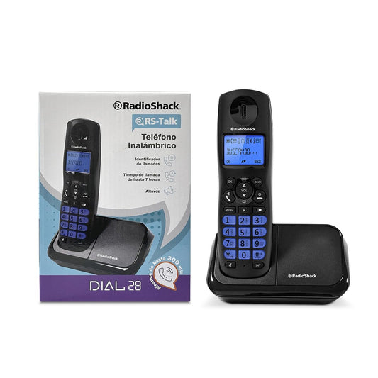 RadioShack Teléfono Inalámbrico | Identificador de Llamadas | DIAL 28 | Negro
