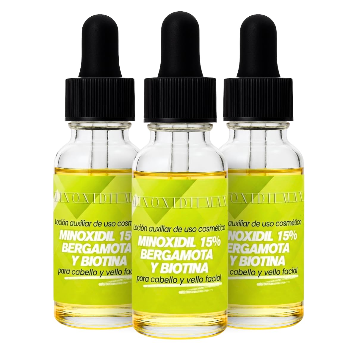 Tratamiento Cosmético Minoxidilmax Bergamota Biotina Minoxidil 15% para Crecimiento de Cabello y Barba